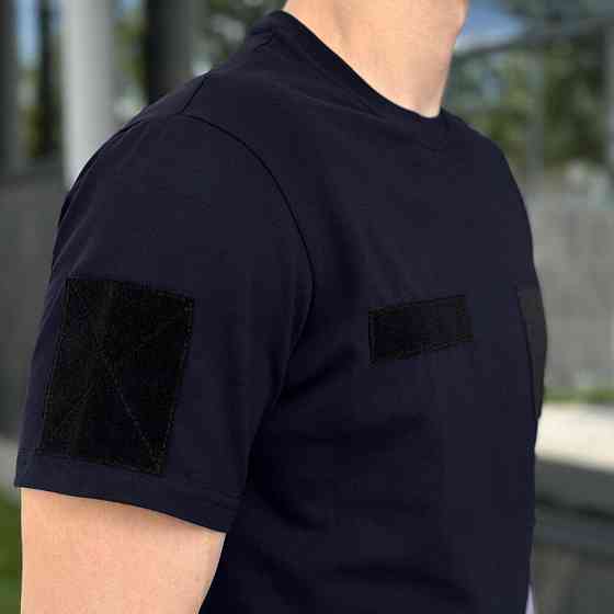 Футболка мужская однотонная темно-синяя Pobedov Peremoga Військова Киев