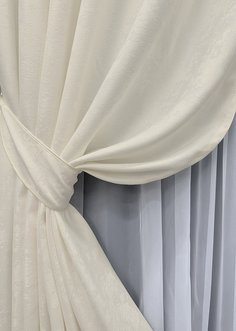 Комплект готових штор VR-Textil Жакард Sultan № 870ш Кремовий 100х270 см 2 шт (31-282) Київ - фото 5