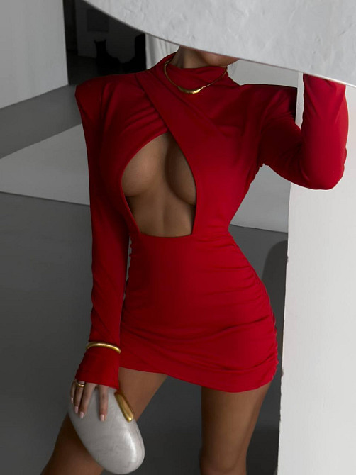 Жіноча приваблива стильна мінісукня з вирізом мікродайвінг Червоний, 46/48 Одеса - фото 4