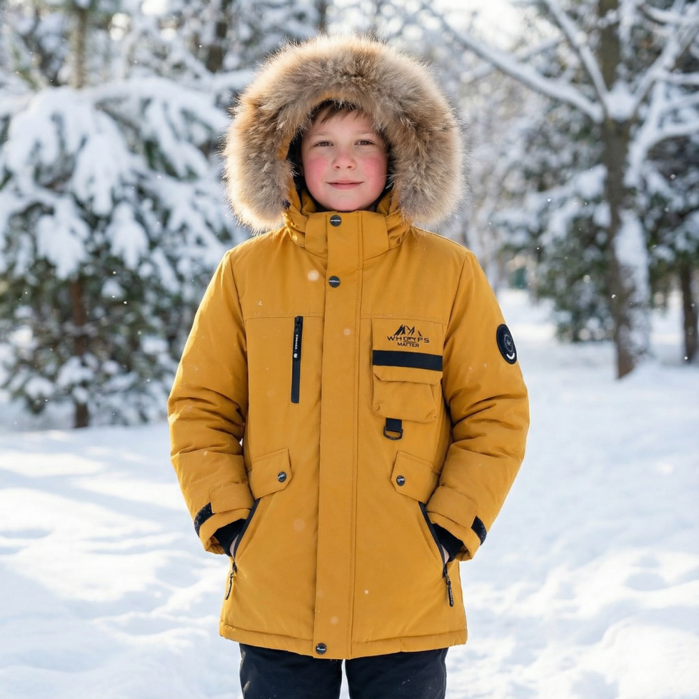 Подростковая горчичная зимняя куртка для мальчика на холофайбере 146,152,164 Николаев - изображение 2