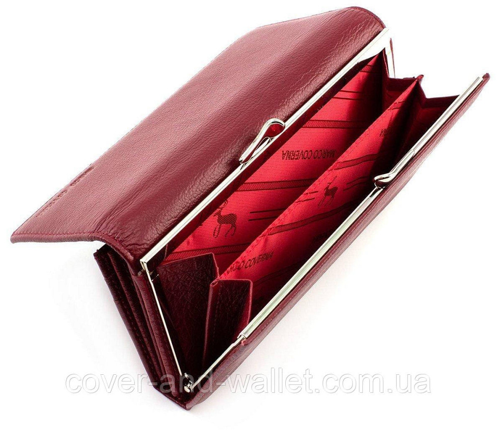Класичний шкіряний жіночий гаманець бордового кольору на магнітах MC 1412 Київ - фото 2