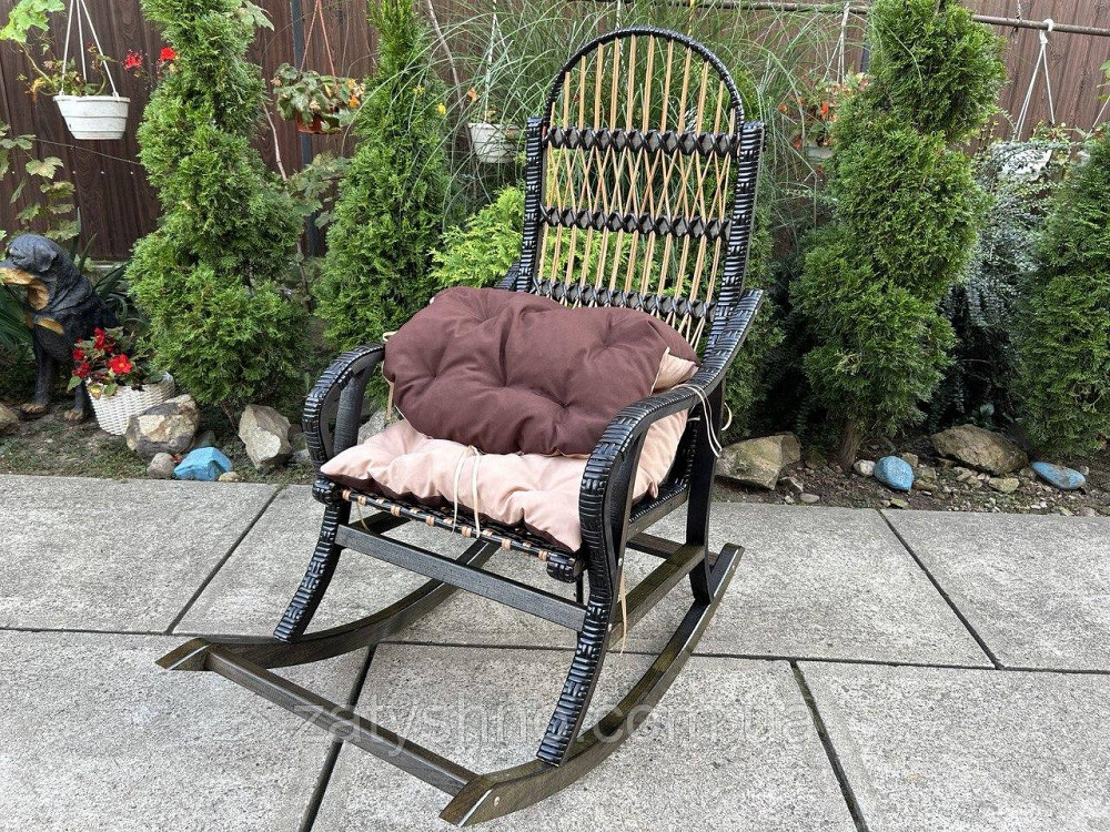 Кресло качалка черная с розовой накидкой Киев - изображение 7