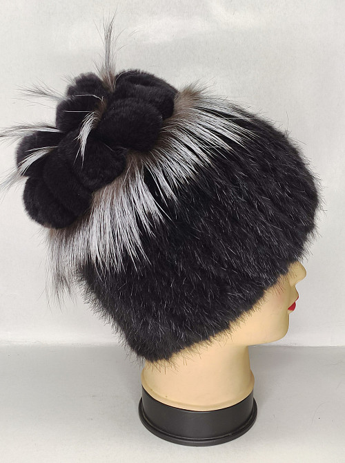 Шапка хутряна жіноча із чорнобуркою квіточка Роза Чорний Харків - фото 5