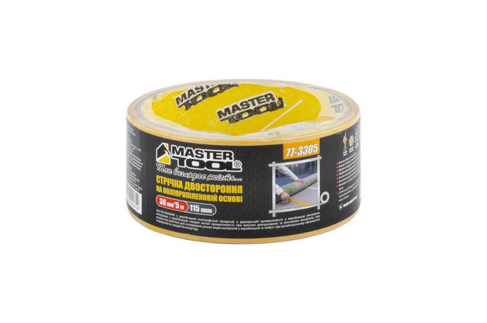 MASTERTOOL Стрічка двостороння MASTERTOOL на поліпропіленовій основі 38 мм 5 м 77-3305 Коломия - фото 1