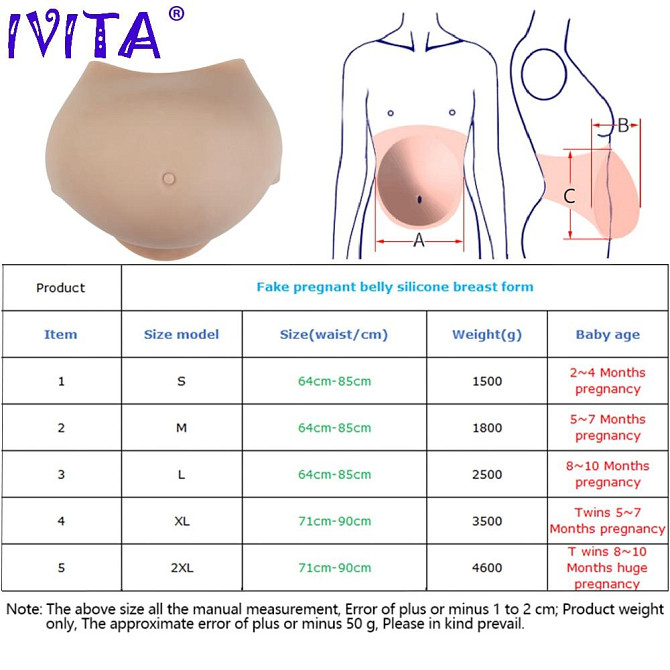 Реалистичный силиконовый искусственный живот IVITA 2XL для симулятории беременности Днепр - изображение 6