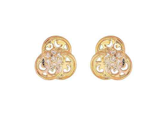 Серьги пусеты Позолота 18K 14K Родий Цветочки с кристаллами 1,5см арт.113926 ТМ XUPING Киев
