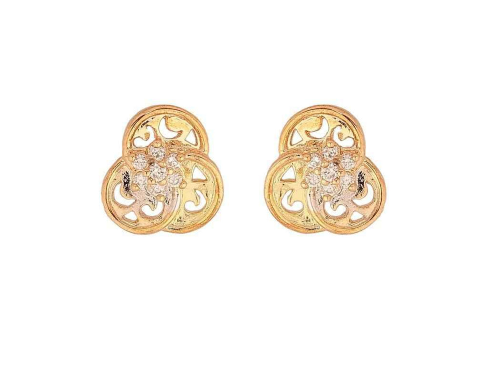 Серьги пусеты Позолота 18K 14K Родий Цветочки с кристаллами 1,5см арт.113926 ТМ XUPING Киев - изображение 1