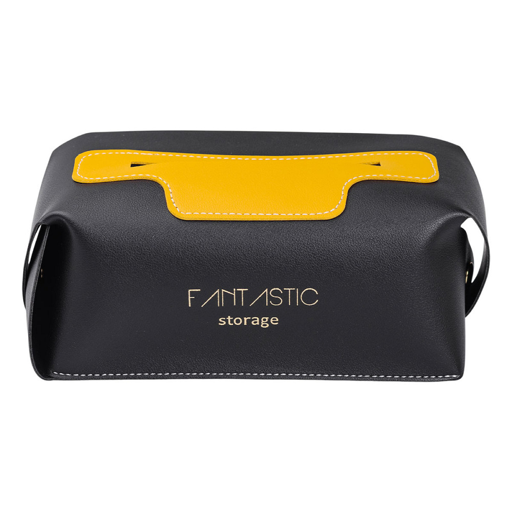 Салфетниця з еко шкіри в машину 21х12х8 см контейнер для серветок Чорний HP-3-210B Коломия - фото 4