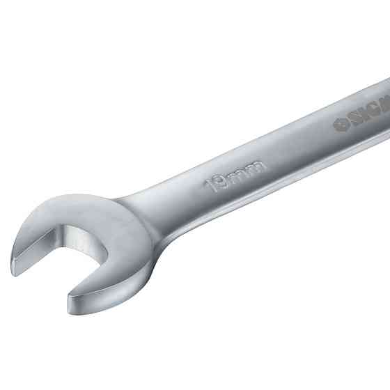 Ключ рожково-накидный трещеточный 19мм CrV satine SIGMA (6022191) Ровно