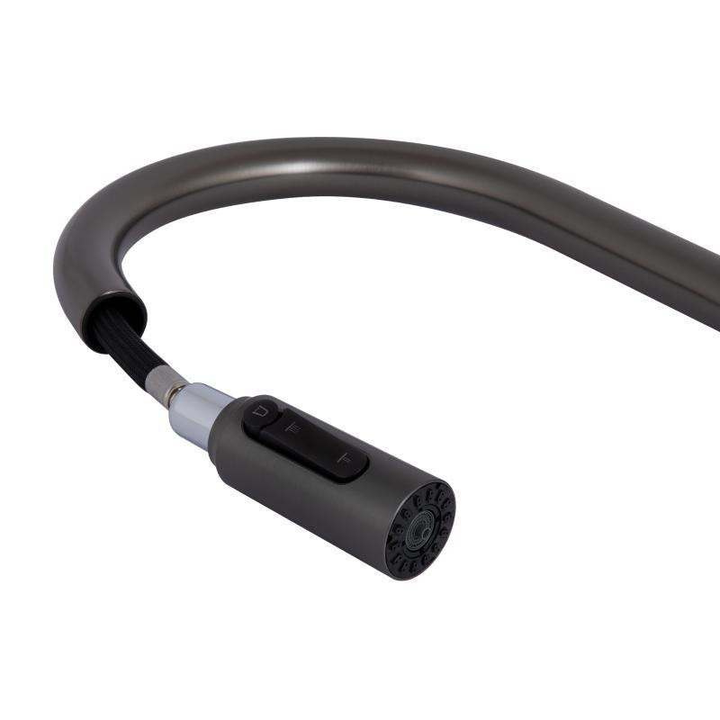 Смеситель для кухни Qtap Rozcesti с выдвижным изливом с подключением для питьевой воды Gunmetal Black PVD Харьков - изображение 6