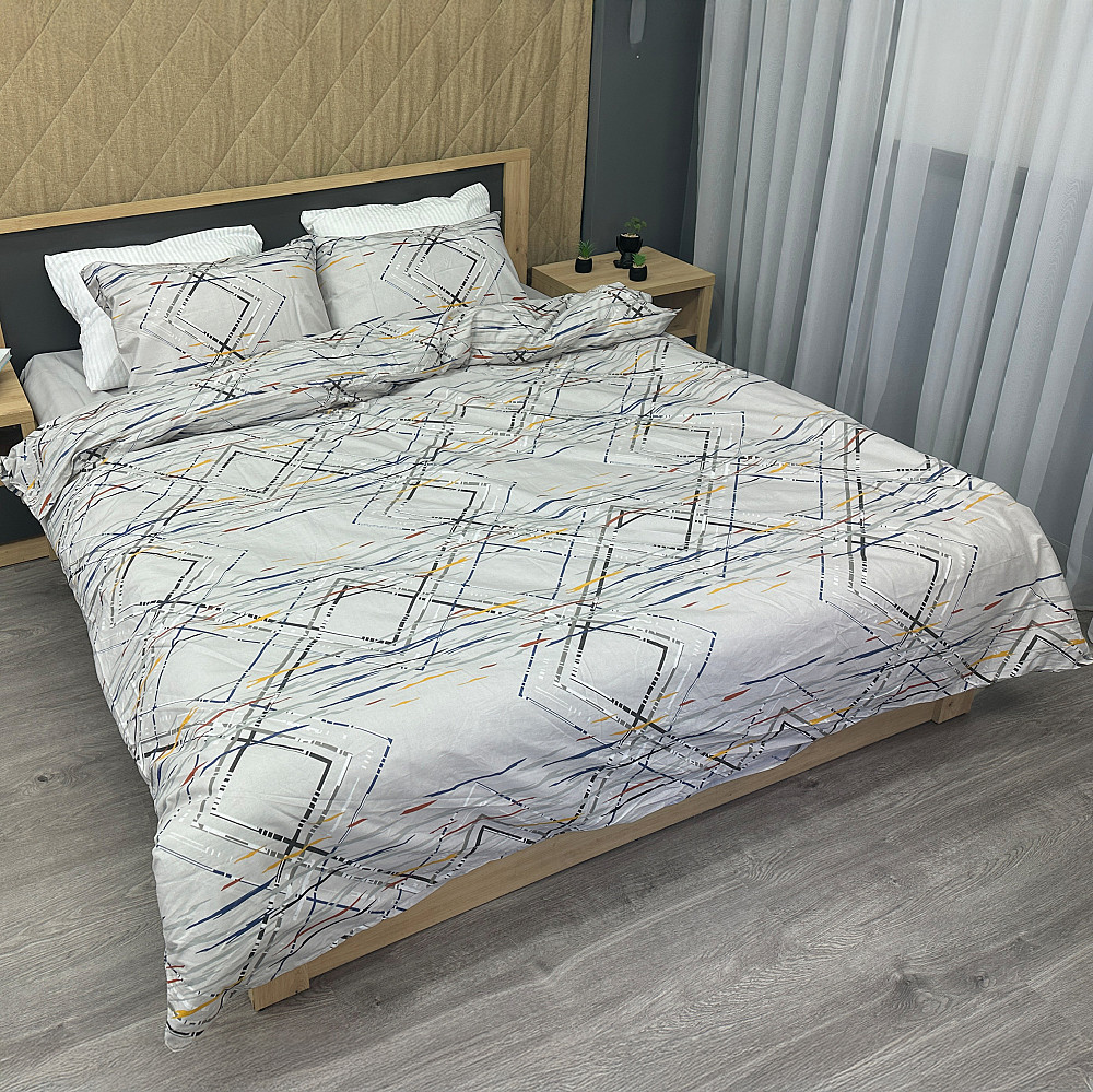 Комплект постельного белья Поплин, Decorator Cotton Lux Collection Merx Двуспальный 180х215 с разноцветным принтом (88-131) Киев - изображение 1