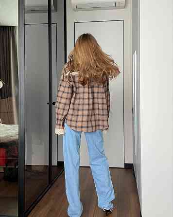 Жіноча стильна повсякденна картата сорочка фланель Бежевий Одеса