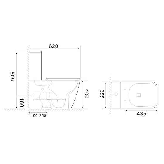 Унітаз-компакт Mixxus QUADRO-0404-T1 660х360х820mm, система змиву TORNADO 1.0   ( MI6688 ) 31442 Харків