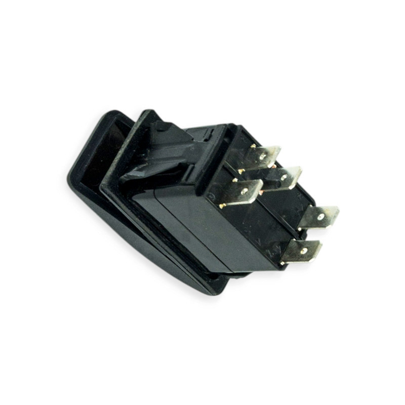 Тумблер-кнопка (35х20 мм) універсальна 2 положення (5 контактів) жовте підсвічування Мукачево - фото 1