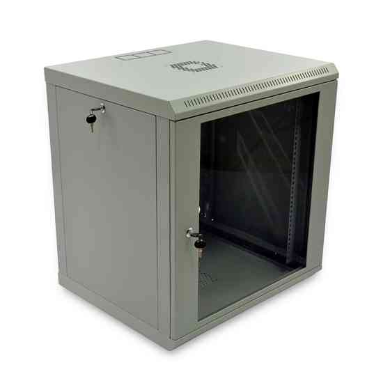 Шафа серверна SteelNet 12U 600 x 450 для мережевого обладнання (скло, сірий) Київ