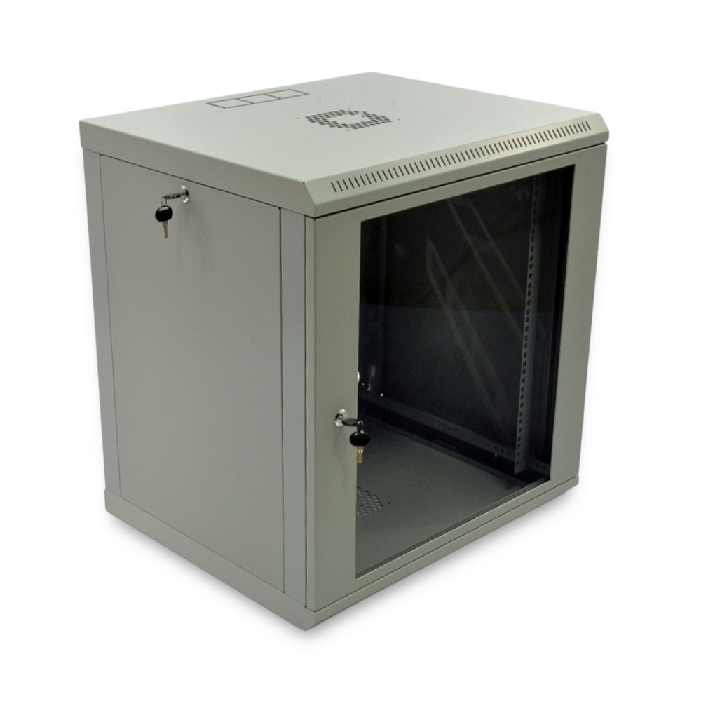Шафа серверна SteelNet 12U 600 x 450 для мережевого обладнання (скло, сірий) Київ - фото 1