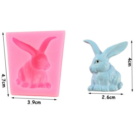 Молд силиконовый Заяц 47 на 39 мм розовый Киев - изображение 2