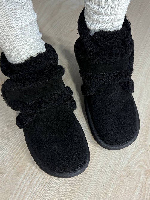 Черевики жіночі Hengji 13-1 уггі замшеві на хутрі з опушкою чорні, 36, 23 см Київ - фото 2