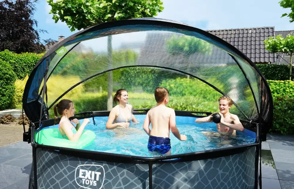 Бассейн EXIT круглый с куполом 360 х 76 см в цвете Stone Київ - фото 9