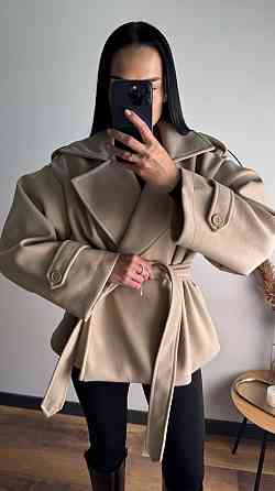 Стильний жіночий тренч-пальто з пальтової тканини без підкладки турецький кашемір світлий беж Одеса