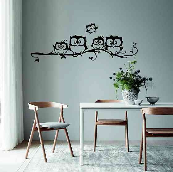 Декоративное настенное Панно «Совушки», Декор на стену 90*23 см, Черный Киев