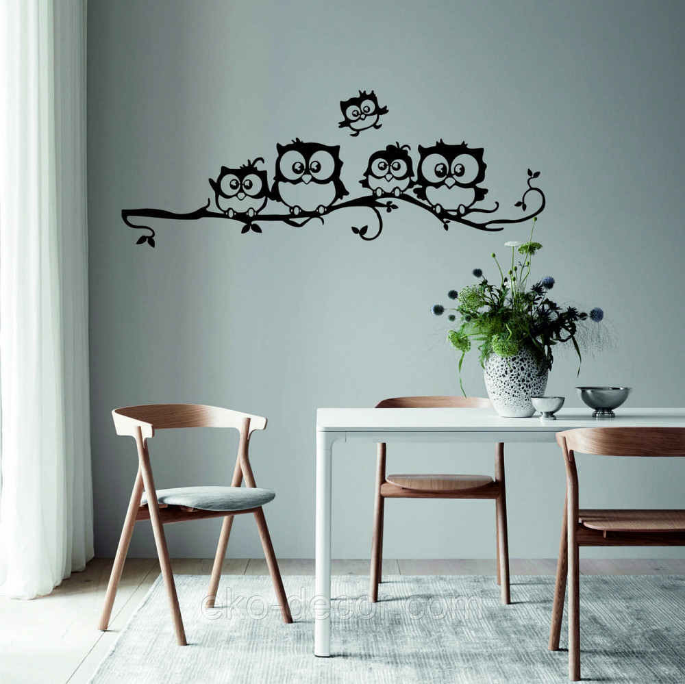 Декоративное настенное Панно «Совушки», Декор на стену 90*23 см, Черный Киев - изображение 1