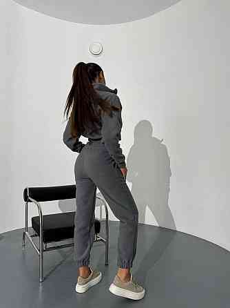 Женский теплый прогулочный костюм двойка: кофта и брюки двусторонний флис Графит, 46/48 Одесса