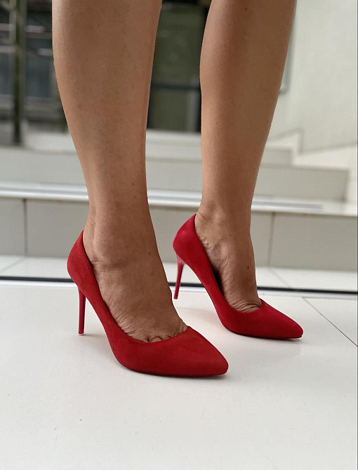 Туфлі жіночі SMALL SWAN червоні еко-замша каблук 9 см (5015-64) 36р.38р.41р. Коломия - фото 7