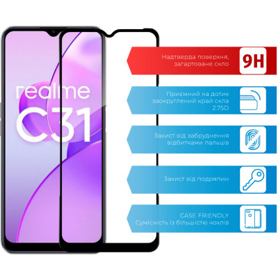 Стекло защитное ACCLAB Full Glue Realme C31 (1283126540721) Винница - изображение 2