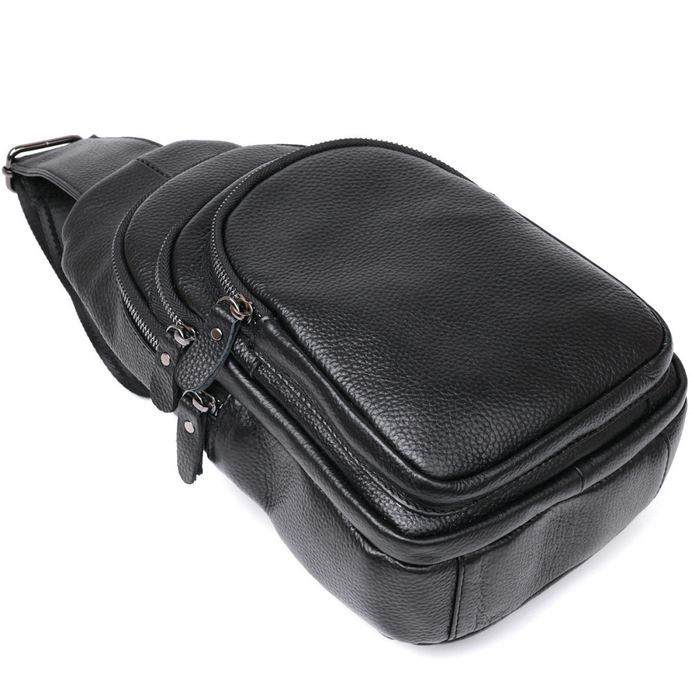 Компактна шкіряна чоловіча сумка через плече Чорний (Vintage) Київ - фото 9