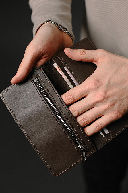 Чоловіче портмоне із натуральної гладкої шкіри SR005 (Коричневий) Суми - фото 4