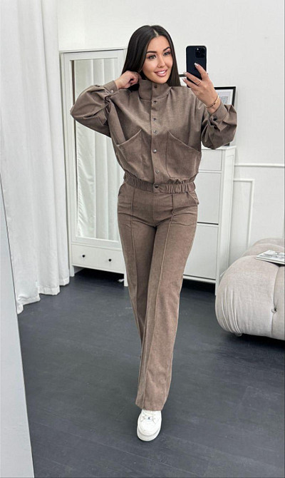 Женский стильный повседневный костюм двойка бомбер+брюки Одесса - изображение 9