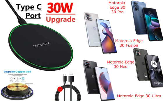 Бездротовий зарядний пристрій Copper до 30W для Motorola Edge 2023, USB-C, LED Київ