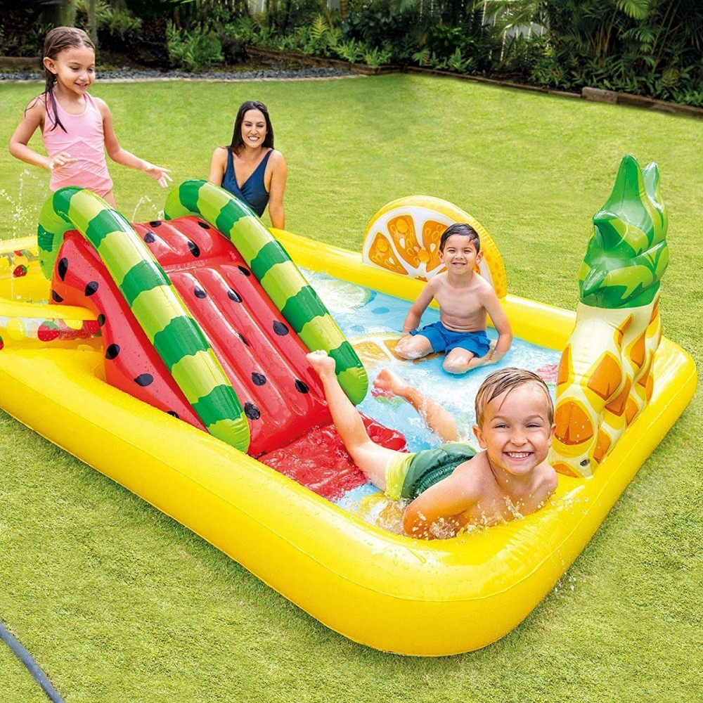 Детский надувной игровой центр бассейн INTEX 57158 «Фрукты» 244x191x91 см с горкой Киев - изображение 2