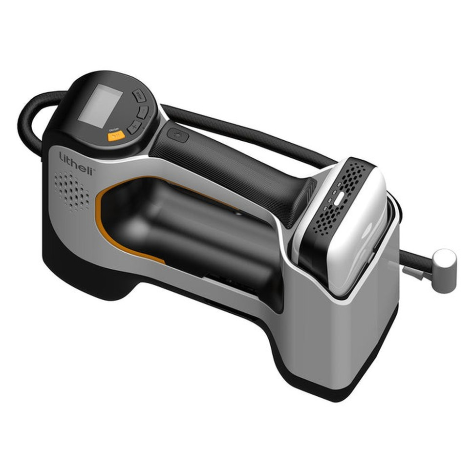 Компрессор воздушный аккумуляторный Litheli с фонарем питание от павербанка Litheli 20000mAh 45W 2А Винница - изображение 2