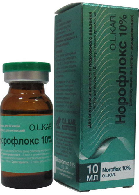 Норофлокс 10% инъекционный 10 мл O.L.KAR Винница - изображение 1