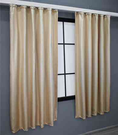 Комплект коротких штор VR-Textil Льон-блекаут Льон Мішковина № 1162ш Бежевий 130х170см 2 шт (35-0097) Київ