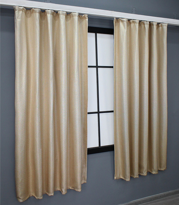 Комплект коротких штор VR-Textil Лен-блэкаут Лен Мешковина № 1162ш Бежевый 130х170см 2 шт (35-0097) Киев - изображение 4