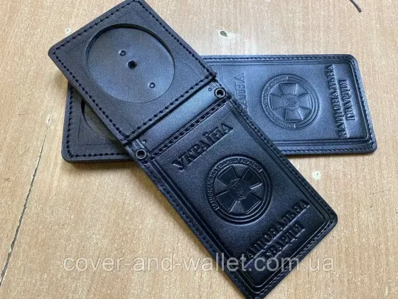 Шкіряна обкладинка на посвідчення "Національна гвардія" з відділенням для жетону (на книжечку) Київ