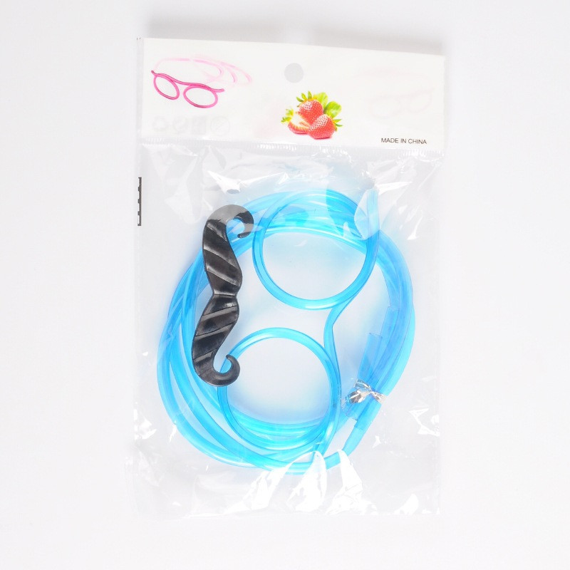 Очки трубочка детские с усами для питья one size голубой Киев - изображение 3