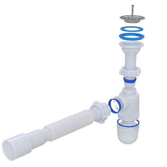 Сифон Waterstal А-32019 під умивальник 1 1/2″ з гнучкою трубою Київ