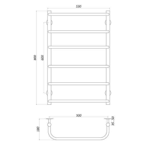 Рушникосушарка UNIO LS W 800-500-6 Драбинка Скоба вода (000020882) Київ