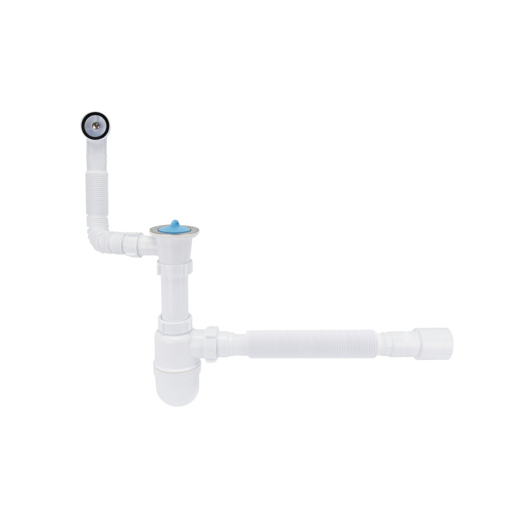 Сифон для кухонної мийки Lidz (WHI) 60 08 E004 00 з круглим переливом (вихід 50 мм) Київ - фото 1