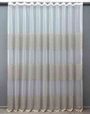 Тюль VR-Textil 1655т Бамбук с вышивкой и люрексом Молочный с капучино 300х270 см (42-0659) Киев