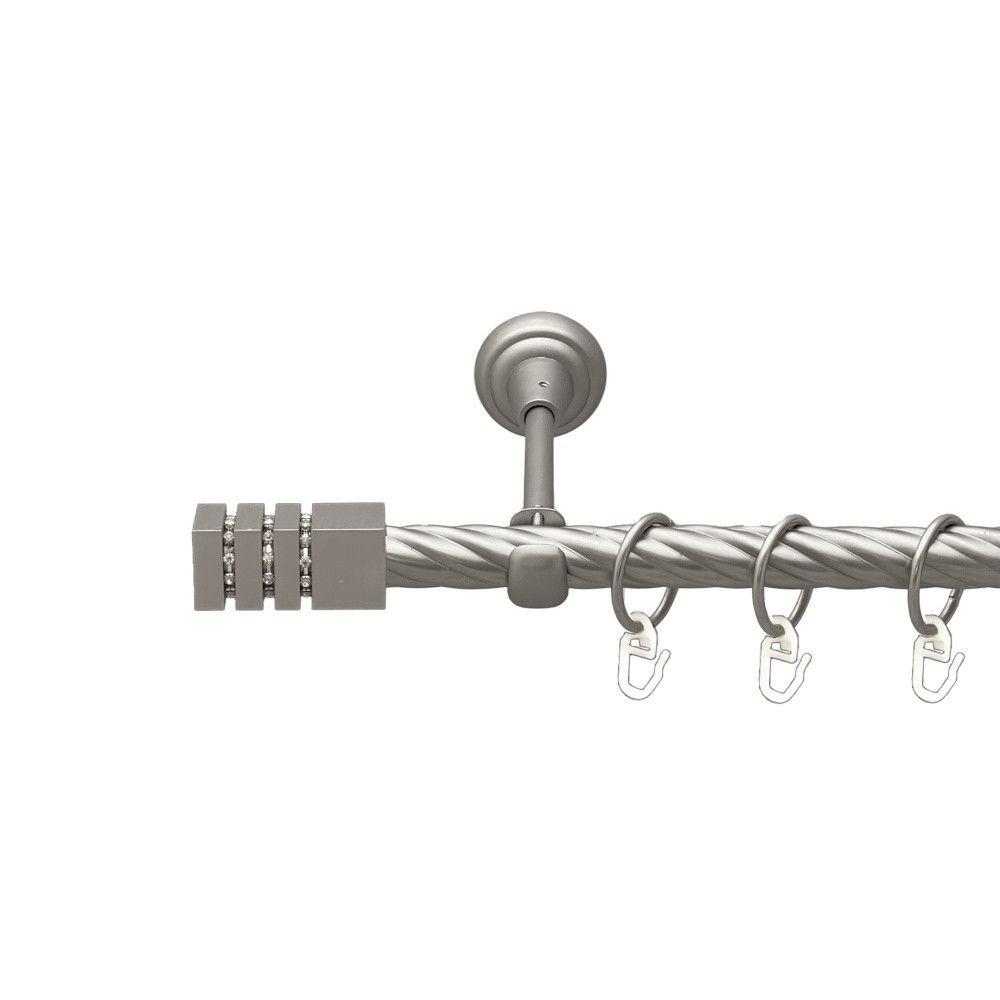 Карниз Orvit Ацтека металевий однорядний відкритий скручена труба кільце металеве Сатин 19 мм 300 см Львов - изображение 1