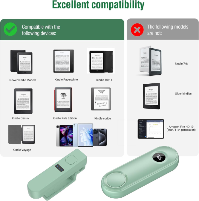Пульт-перегортач сторінок 4smarts RCPT08 RF для Kindle, Kobo, iPad, iPhone, Android, LCD, Type-C, зелений Київ - фото 8