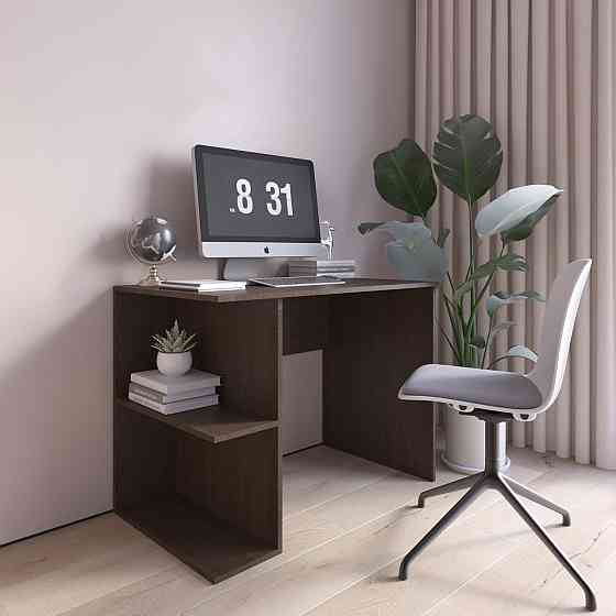 Комп’ютерний стіл VAYS D-7 Венге Темний, письмовий, з полицями ліворуч, ЛДСП, 100×60×76 см - для дому, офісу, навчання Львів