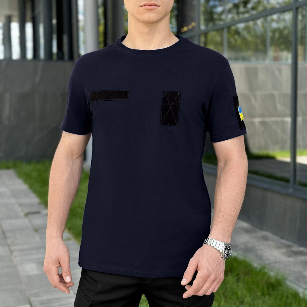 Футболка мужская однотонная темно-синяя Pobedov Peremoga Військова Киев - изображение 2