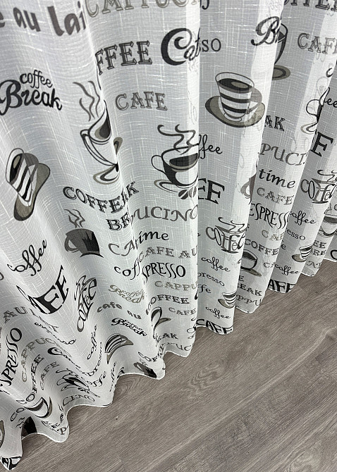 Тюль льон з принтом колір молочний з чорним 1793т Київ - фото 7