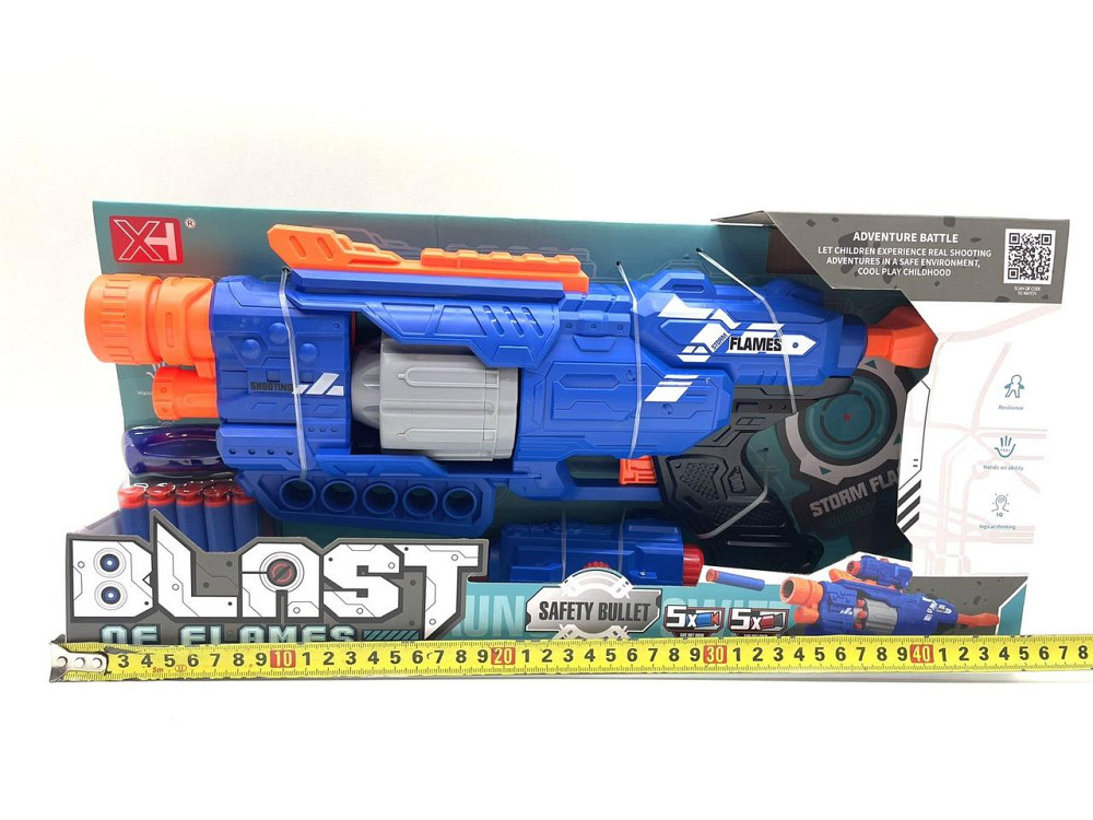 Автомат іграшковий бластер з м'якими патронами 10 шт Синій (XH 9995-2) Чернігів - фото 4